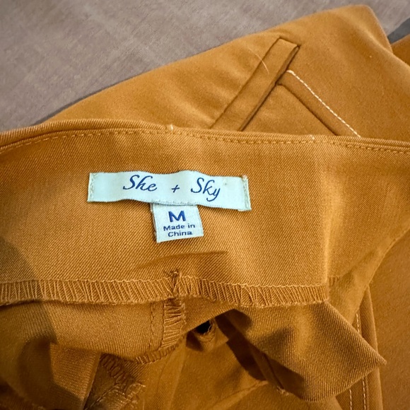 Mustard Contrast Stitch Culottes - Picture 3 of 3